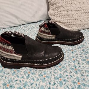 Georgia Boot Black and Red Womens Slip-On Loafers